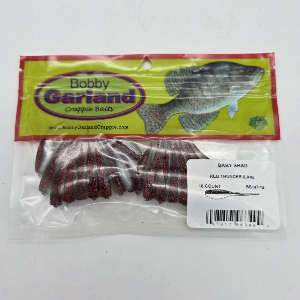 Lot of 6 Bobby Garland 2” Baby Shad Red Thunder Crappie Baits 18 Ct
